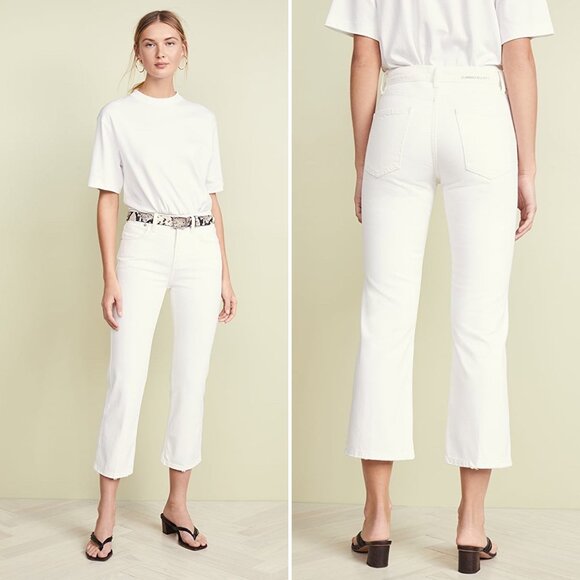 Current/Elliott The Vanessa Jean Size 31 Winter White Out Denim Flare Cotton New - Picture 1 of 13